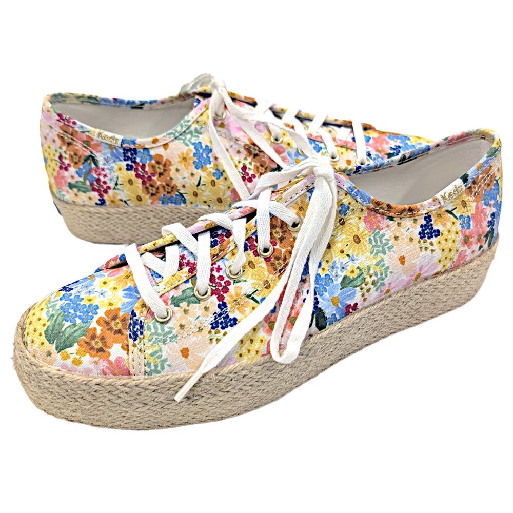Women x Rifle Paper Co Triple Kick Jute Margaux Platform Casual Sneakers Size 8
